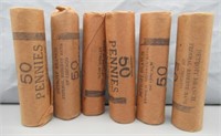 (6) Rolls Assorted Dates 1960's Lincoln Cents.