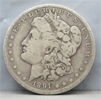 1891-O Morgan Silver Dollar.