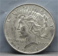 1934-D Peace Silver Dollar.