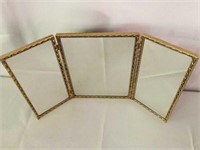 Antique Trifold Gold Mirror/25.5x14