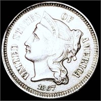 1867 Three Cent Nickel CLOSELY UNC