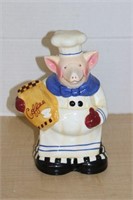 CERAMIC CHEF PIG UTENSIL HOLDER