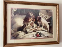 Chas. Burton Barber girl, dog, cat picture