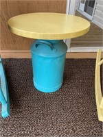 Milk can patio table