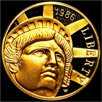 1986-W $5 Gold Half Eagle GEM PROOF 1/4Oz