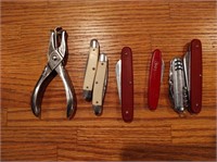 Assorted Pocket Knives and Paper Punch