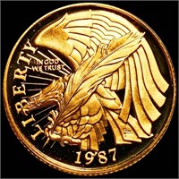 1987-W $5 Gold Constitution Coin GEM PR 1/2Oz