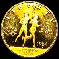 1984-W $10 Olympic Gold Coin GEM PROOF 1/2Oz