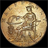 1793 G. Britain Half Penny UNCIRCULATED