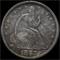 1847 Seated Liberty Half Dollar NEARLY UNC