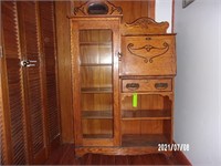 Oak Secretary w/ Glass Door