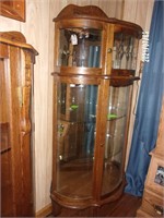 Oak Bow Front 6pane Display Cabinet