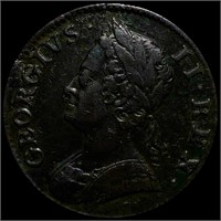 1752 Great Britain Half Penny LIGHT CIRC