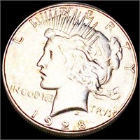 1928-S Silver Peace Dollar ABOUT UNC