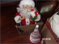 Santa Figurine and Christmas Dolls (2) Boxes