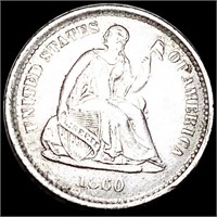 1860 Seated Liberty Half Dime NEARLY UNCIRCULATED