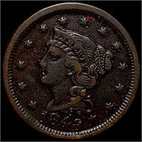 1848 Braided Hair Large Cent XF