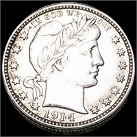 1914 Barber Silver Quarter NEARLY UNCIRCULATED