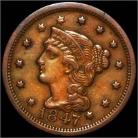 1847 Braided Hair Large Cent XF
