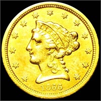 1866-S $2.50 Gold Quarter Eagle CLOSELY UNC
