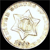 1853 Three Cent Silver XF