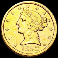 1852 $5 Gold Half Eagle CLOSELY UNC