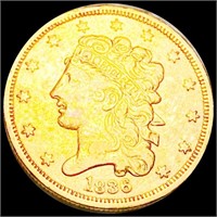 1836 $5 Gold Half Eagle CLOSELY UNC