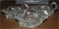 (3) Vintage Crystal Swan Master Salt Dishes