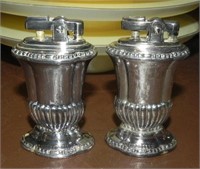 Pair 1950's Ronson Mayfair Silver Plate Lighters