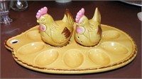 Vtg Viking Deviled Egg Plate with Chickens S & P