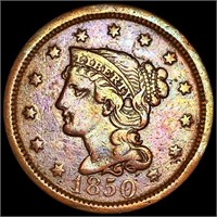 1850 Braided Hair Large Cent LIGHTLY CIRCULATED