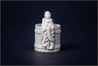 Vintage Carved Ivory Japanese Trinket Box