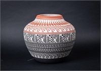 Native American Acoma Olla Pot Signed Large