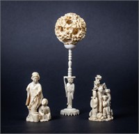 Lot of Four Vintage Ivory Miniature Pieces