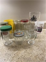 Glasses, cups, jars