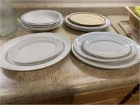 Ironstone and china platters, bowls
