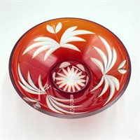 6" Red Bohemian Crystal Bowl