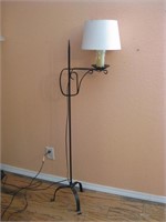 Rustic Iron Lamp W/Glass Candle Accent Works 56"