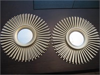 Pair 10" Diameter Plastic Wall Mirrors