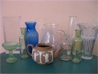 Glass Vases, Bottles & More As Shown Tallest 9"