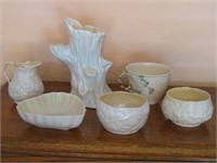 Belleek Assorted Dishes & 7" Tall Vase