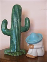 Ceramic Napping Hombre & 15" Tall Cactus