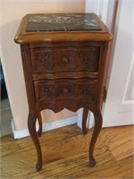 12"x 10"x 29" Marble Top Two Drawer Lamp Table