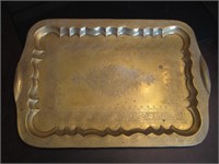 19.5"x 13.5" Brass Ornate Tea Tray