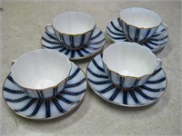 Set Of Four Royal Danube Tea Cups & Saucers