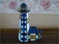 9" Tall Stained Glass Lighthouse Nigh Light Works