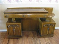 48"x 16"x 27.5" Antique Oak Desk Some Wear To Edge
