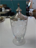 7.5" Tall Glass & Sterling Silver Lidded Jar
