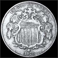 1870 Shield Nickel LIGHTLY CIRCULATED