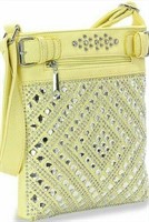 NEW Rhinestone Covered Yellow Crossbody purse